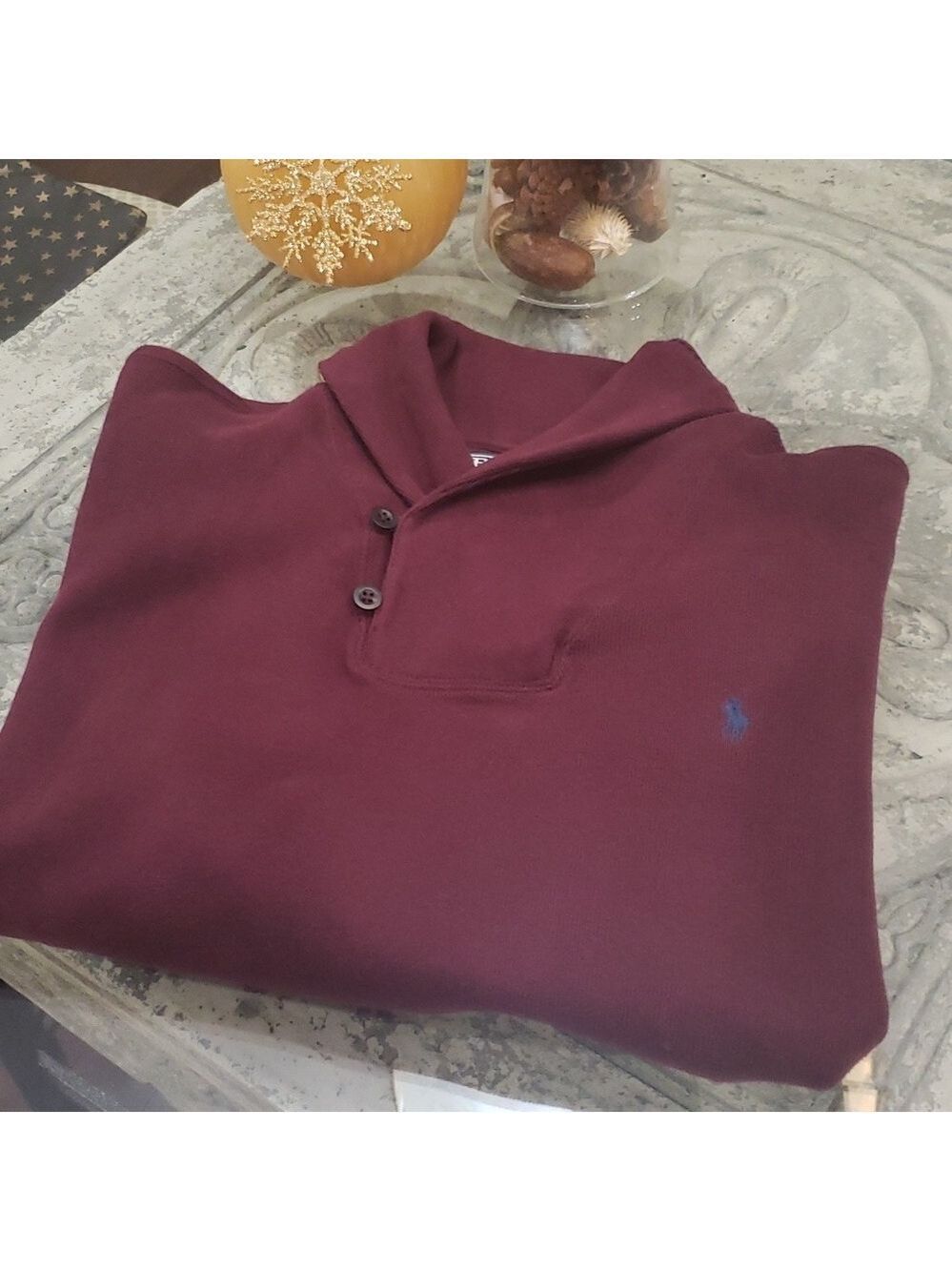 RALPH LAUREN MEN'S COTTON SHAWL PULLOVER SWEATER LARGE NEW